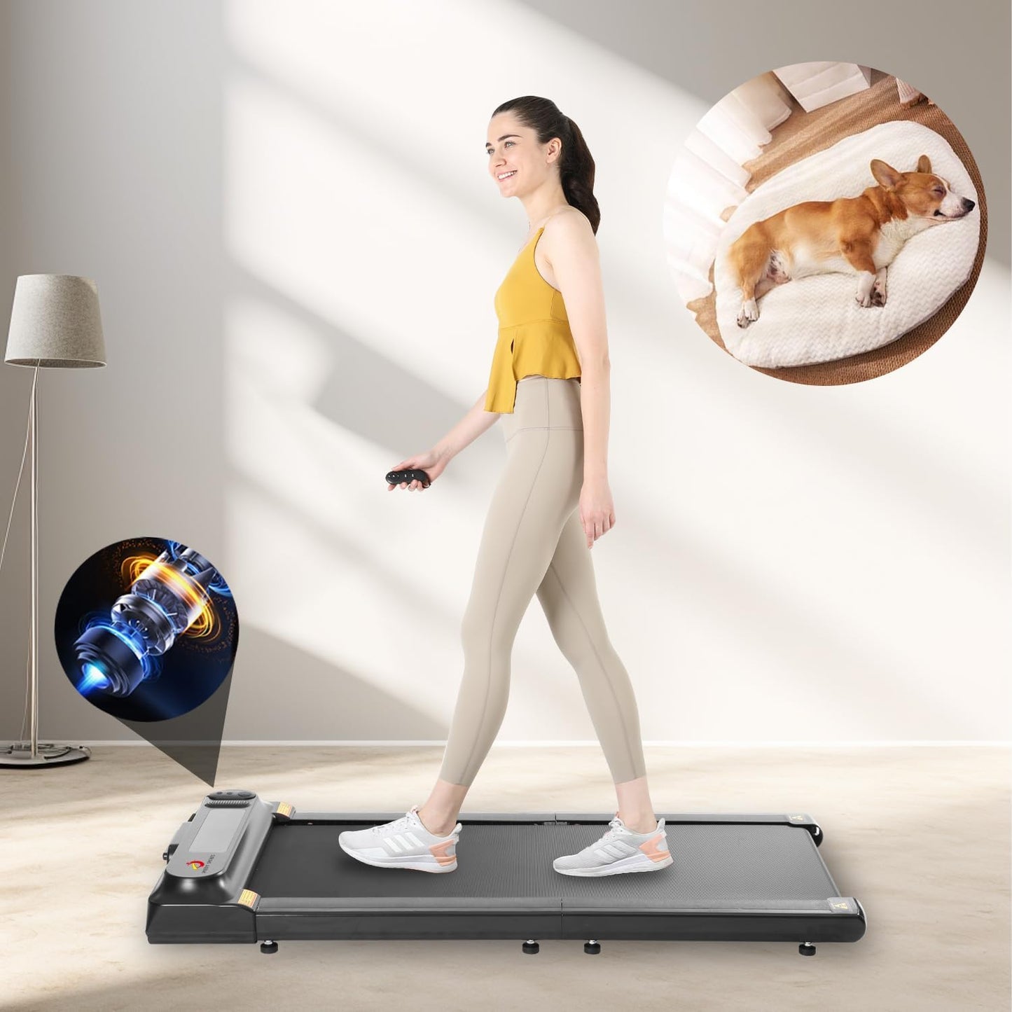 XEO HOME Foldable Walking Pad Treadmill with 180° Folding, Bluetooth Speaker, Remote & App Control, LED Display