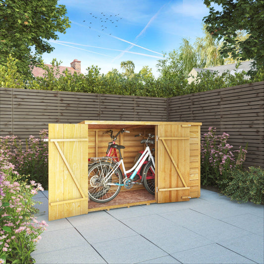 3 x 6 Value Overlap Double Door Pent Bike Shed